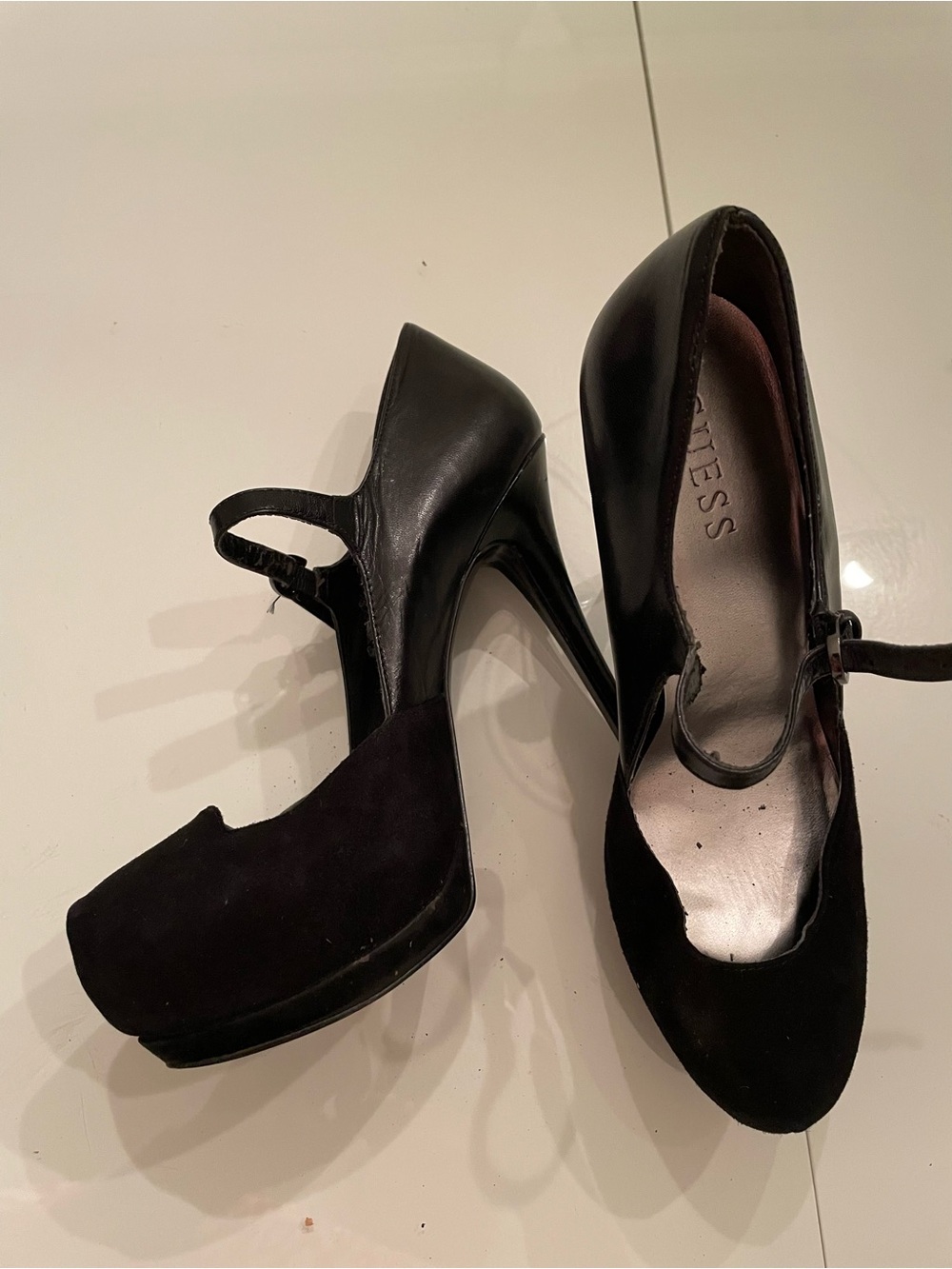 Guess Black Mary Jane Platform Heels